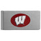 NCAA - Wisconsin Badgers Brushed Metal Money Clip-Wallets & Checkbook Covers,Money Clips,Brushed Money Clips,College Brushed Money Clips-JadeMoghul Inc.