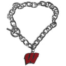 NCAA - Wisconsin Badgers Charm Chain Bracelet-Jewelry & Accessories,Bracelets,Charm Chain Bracelets,College Charm Chain Bracelets-JadeMoghul Inc.