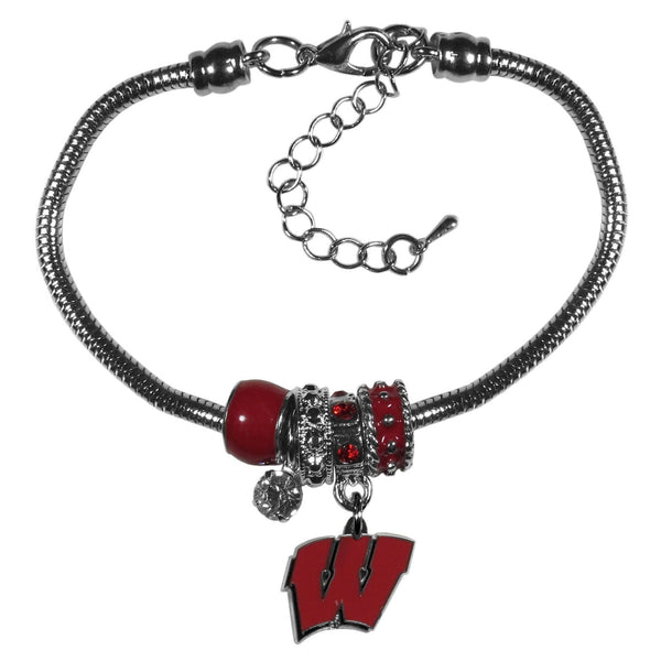 NCAA - Wisconsin Badgers Euro Bead Bracelet-Jewelry & Accessories,Bracelets,Euro Bead Bracelets,College Euro Bead Bracelets-JadeMoghul Inc.