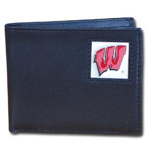 NCAA - Wisconsin Badgers Leather Bi-fold Wallet Packaged in Gift Box-Wallets & Checkbook Covers,Bi-fold Wallets,Gift Box Packaging,College Bi-fold Wallets-JadeMoghul Inc.