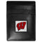 NCAA - Wisconsin Badgers Leather Money Clip/Cardholder Packaged in Gift Box-Wallets & Checkbook Covers,Money Clip/Cardholders,Gift Box Packaging,College Money Clip/Cardholders-JadeMoghul Inc.