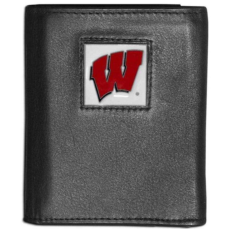 NCAA - Wisconsin Badgers Leather Tri-fold Wallet-Wallets & Checkbook Covers,Tri-fold Wallets,Tri-fold Wallets,College Tri-fold Wallets-JadeMoghul Inc.