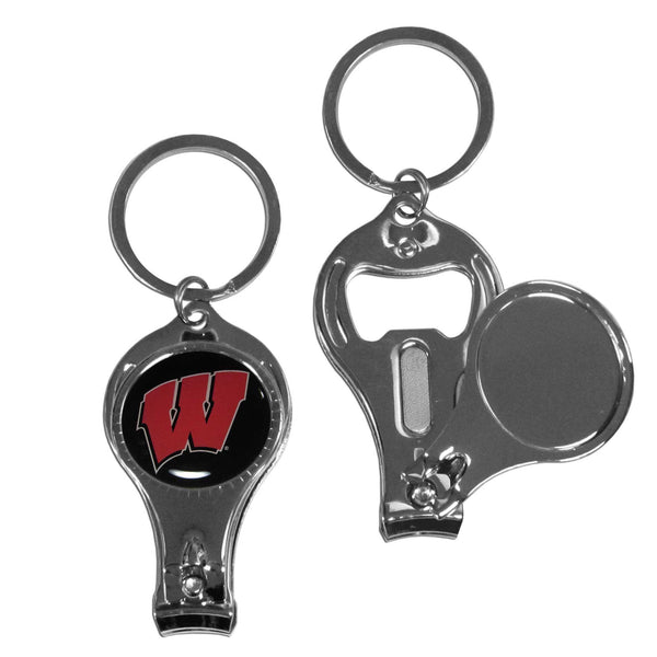 NCAA - Wisconsin Badgers Nail Care/Bottle Opener Key Chain-Key Chains,3 in 1 Key Chains,College 3 in 1 Key Chains-JadeMoghul Inc.