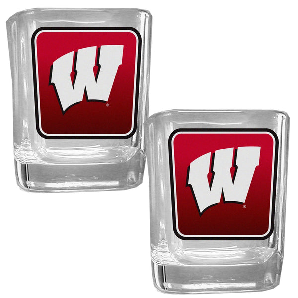 NCAA - Wisconsin Badgers Square Glass Shot Glass Set-Beverage Ware,Shot Glass,Graphic Shot Glass,College Graphic Shot Glass,-JadeMoghul Inc.