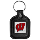 NCAA - Wisconsin Badgers Square Leatherette Key Chain-Key Chains,Leatherette Key Chains,College Leatherette Key Chains-JadeMoghul Inc.
