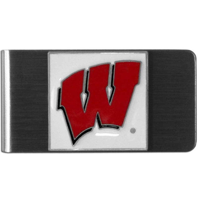 NCAA - Wisconsin Badgers Steel Money Clip-Wallets & Checkbook Covers,Money Clips,Steel Money Clips,College Steel Money Clips-JadeMoghul Inc.