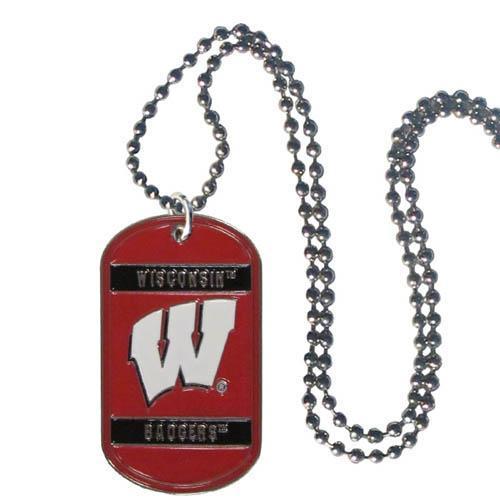 NCAA - Wisconsin Badgers Tag Necklace-Jewelry & Accessories,Necklaces,Tag Necklaces,College Tag Necklaces-JadeMoghul Inc.