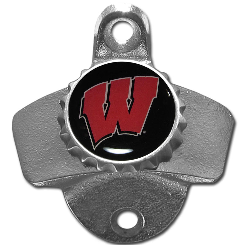 NCAA - Wisconsin Badgers Wall Mounted Bottle Opener-Home & Office,Wall Mounted Bottle Openers,College Wall Mounted Bottle Openers-JadeMoghul Inc.