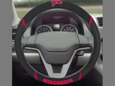 Custom Door Mats NCAA Wisconsin Steering Wheel Cover 15"x15"