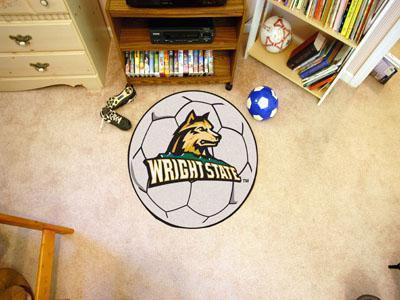 Small Round Rugs NCAA Wright State Soccer Ball 27" diameter