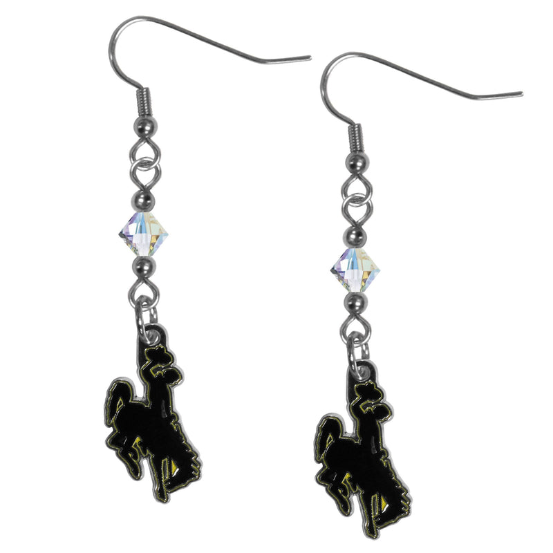 NCAA - Wyoming Cowboy Crystal Dangle Earrings-Jewelry & Accessories,Earrings,Crystal Dangle Earrings,College Crystal Earrings-JadeMoghul Inc.