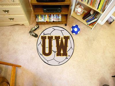 Round Indoor Outdoor Rugs NCAA Wyoming Soccer Ball 27" diameter