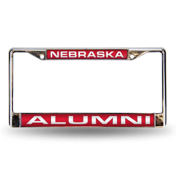 Subaru License Plate Frame Nebraska Alumni Laser Chrome Frame
