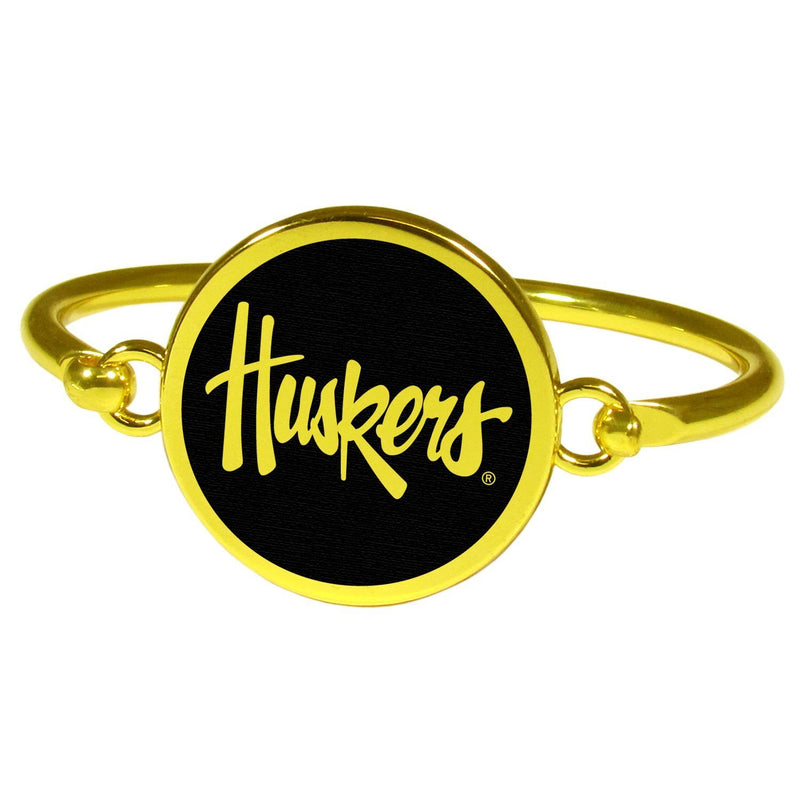 Nebraska Cornhuskers Gold Tone Bangle Bracelet-NCAA,Nebraska Cornhuskers,Jewelry & Accessories-JadeMoghul Inc.