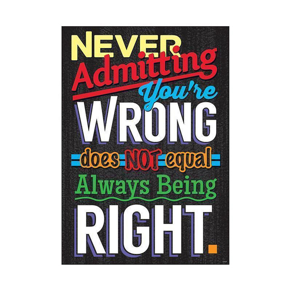 NEVER ADMITTING YOURE WRONG POSTER-Learning Materials-JadeMoghul Inc.