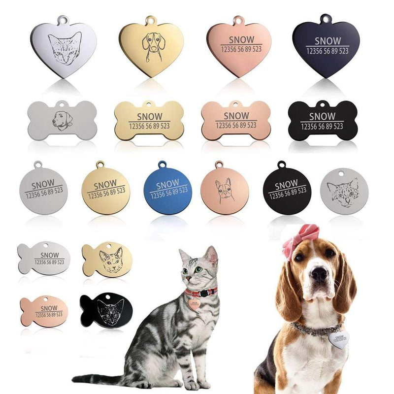 New 1pcs cat dog ID tag Free engraving dog Collar pet Charm Pet name pendant Bone Necklace Collar Puppy cat collar accessory AExp