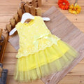 New 2014 girls princess dress/Multi-colored lace tutu dress/Elegant girl dress with bowknot/Summer hot sale-Yellow-0-3 months-JadeMoghul Inc.