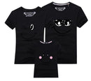 New 2017 Cotton Family Matching T Shirt Smiling Face Shirt Short Sleeves Matching Clothes Fashion Family Outfit Set Tees Tops-Black-Mother M-JadeMoghul Inc.