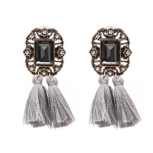 New 2017 fashion jewelry hot sale women crysta vintage tassel statement bib stud Earrings for women jewelry Factory Price-gray-JadeMoghul Inc.