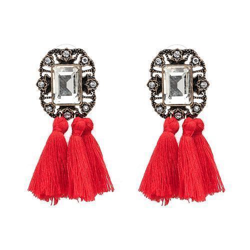 New 2017 fashion jewelry hot sale women crysta vintage tassel statement bib stud Earrings for women jewelry Factory Price-red-JadeMoghul Inc.