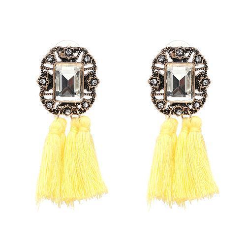 New 2017 fashion jewelry hot sale women crysta vintage tassel statement bib stud Earrings for women jewelry Factory Price-yellow-JadeMoghul Inc.