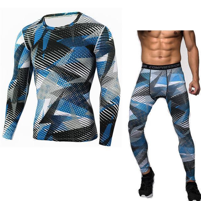 New 2017 Fitness Men Sets Camouflage Compression Shirts + Leggings Base Layer Crossfit Brand Long Sleeve T Shirt Clothing-TK105-S-JadeMoghul Inc.