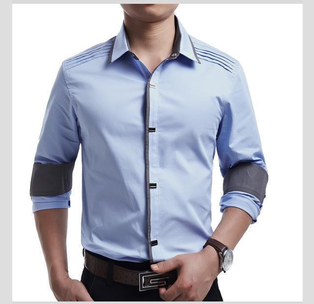 New 2017 Spring Autumn Cotton Dress Shirts High Quality Mens Casual Shirt,Casual Men Plus SizeXXXL Slim Fit Social Shirts-light blue-M-JadeMoghul Inc.