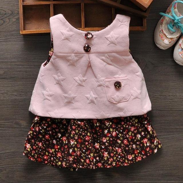 New 2017 Spring Baby Girl Cotton Dresses Sleeveless Beautiful Flower Baby Kids Clothing Free Shipping-skirt with top 2-9M-JadeMoghul Inc.