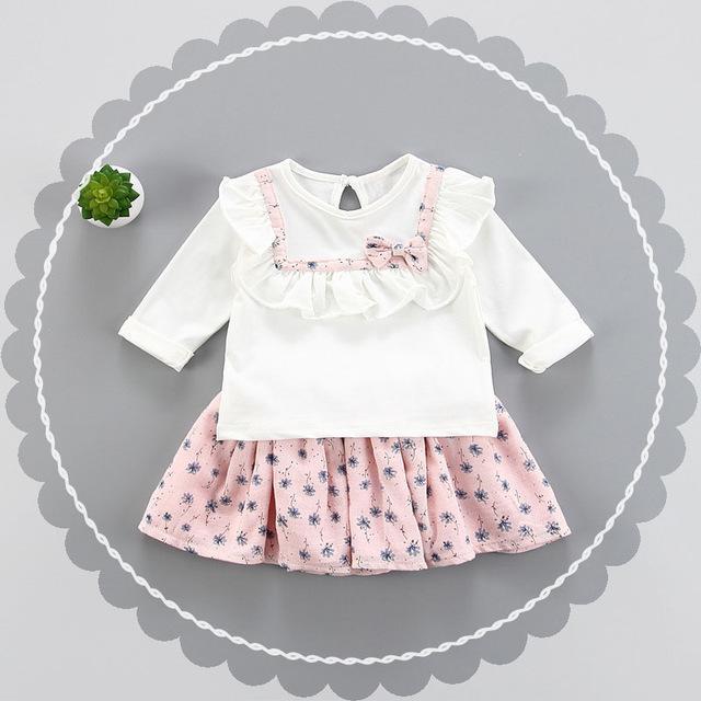 New 2017 Spring Baby Girl Cotton Dresses Sleeveless Beautiful Flower Baby Kids Clothing Free Shipping-skirt with top-9M-JadeMoghul Inc.