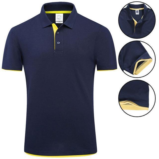 New 2018 MYDBSH Brand Polo Shirt For Men Designer Polo Men Shirt Soft Cotton Short Sleeve Polo Shirt Men Famous Brand Clothing-Navy Yellow-S-JadeMoghul Inc.