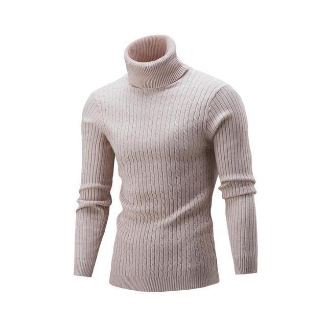 NEW 2018 Winter Mens Fashion Sweaters and Pullovers Men Brand Sweater Male Outerwear Jumper Knitted Turtleneck Sweaters M-XXL-Beige-M-JadeMoghul Inc.