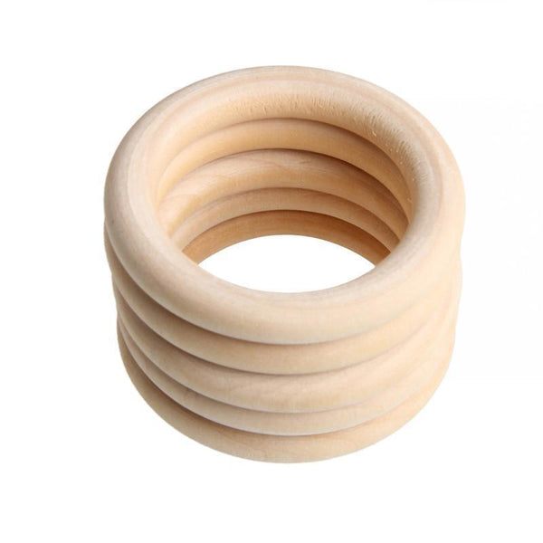 New 5pcs 70mm Baby Wooden Teething Rings Necklace Bracelet DIY Crafts Natural--JadeMoghul Inc.