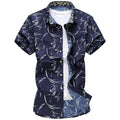 New Arrival Casual Printed Shirt / Short Sleeve Slim Fit Shirt-Navy blue-M-JadeMoghul Inc.