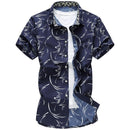 New Arrival Casual Printed Shirt / Short Sleeve Slim Fit Shirt-Navy blue-M-JadeMoghul Inc.