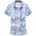 New Arrival Casual Printed Shirt / Short Sleeve Slim Fit Shirt-Sky blue-M-JadeMoghul Inc.
