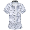 New Arrival Casual Printed Shirt / Short Sleeve Slim Fit Shirt-White-M-JadeMoghul Inc.