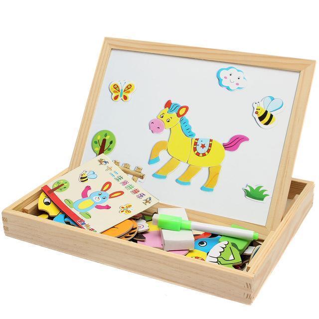 New Arrival Drawing Writing Board Magnetic Board Puzzle Double Easel Kid Wooden Toy Gift Children Intelligence Development Toy-Black-JadeMoghul Inc.