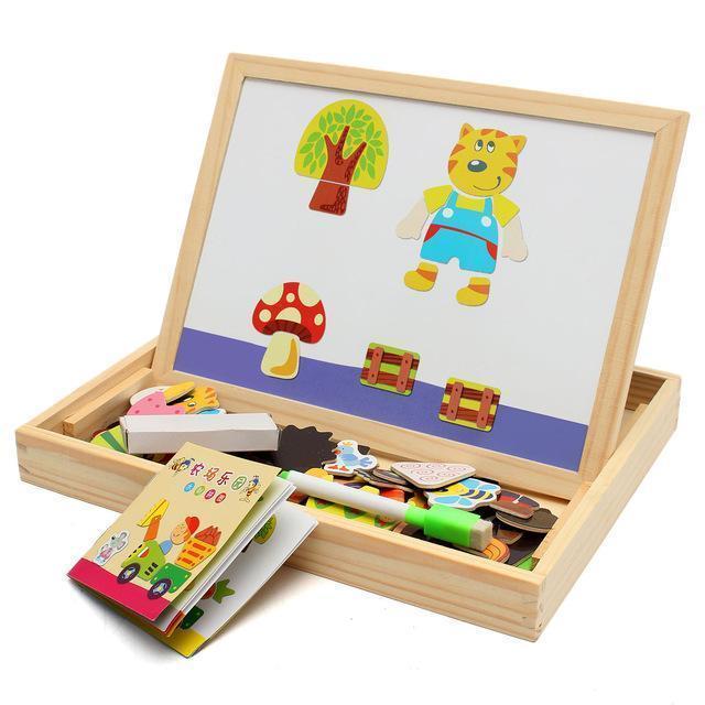 New Arrival Drawing Writing Board Magnetic Board Puzzle Double Easel Kid Wooden Toy Gift Children Intelligence Development Toy-Green-JadeMoghul Inc.