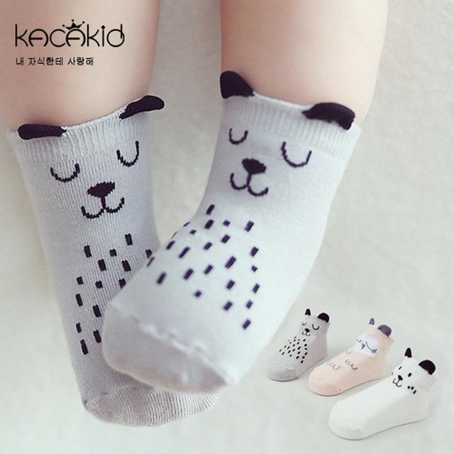 New Arrival Free Shipping Newborn Socks 100% Cotton Baby Cartoon Socks Non-slip Infant Cotton Socks-Grey Doggy-3M-JadeMoghul Inc.