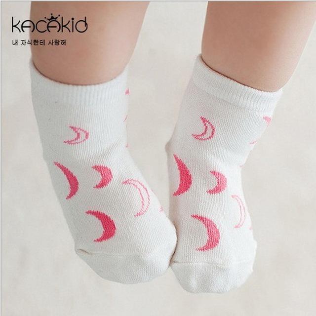 New Arrival Free Shipping Newborn Socks 100% Cotton Baby Cartoon Socks Non-slip Infant Cotton Socks-Moon-3M-JadeMoghul Inc.