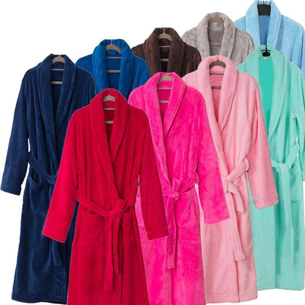 New Arrival Luxury Silk Flannel Winter Spa Bathrobe-Navy Blue-S-JadeMoghul Inc.