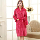 New Arrival Luxury Silk Flannel Winter Spa Bathrobe-Rose Red-S-JadeMoghul Inc.