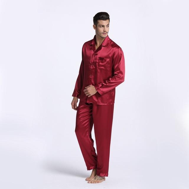 New Arrival Men Stain Silk Pajama Set / Modern Style Silk Nightgown-As picture-M-JadeMoghul Inc.