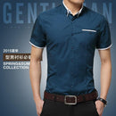 New Arrival Men's Summer Business Short Sleeves Turn-down Collar Shirt-Lake Blue-4XL-JadeMoghul Inc.