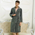 New Arrival Silk Flannel Winter Long Bathrobe - Kimono Robe-Men Grey-S-JadeMoghul Inc.