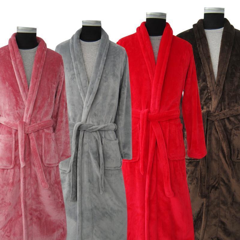 New Arrival Silk Flannel Winter Long Bathrobe - Kimono Robe-Navy Blue-S-JadeMoghul Inc.