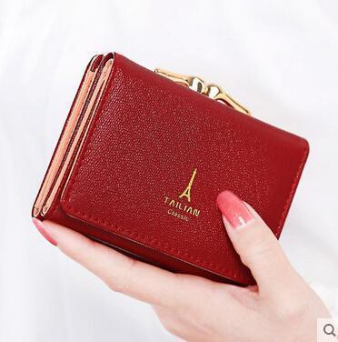 New arrival wallets Fashion women wallets multi-function High quality small wallet purse short design three fold freeshipping-brown red-JadeMoghul Inc.