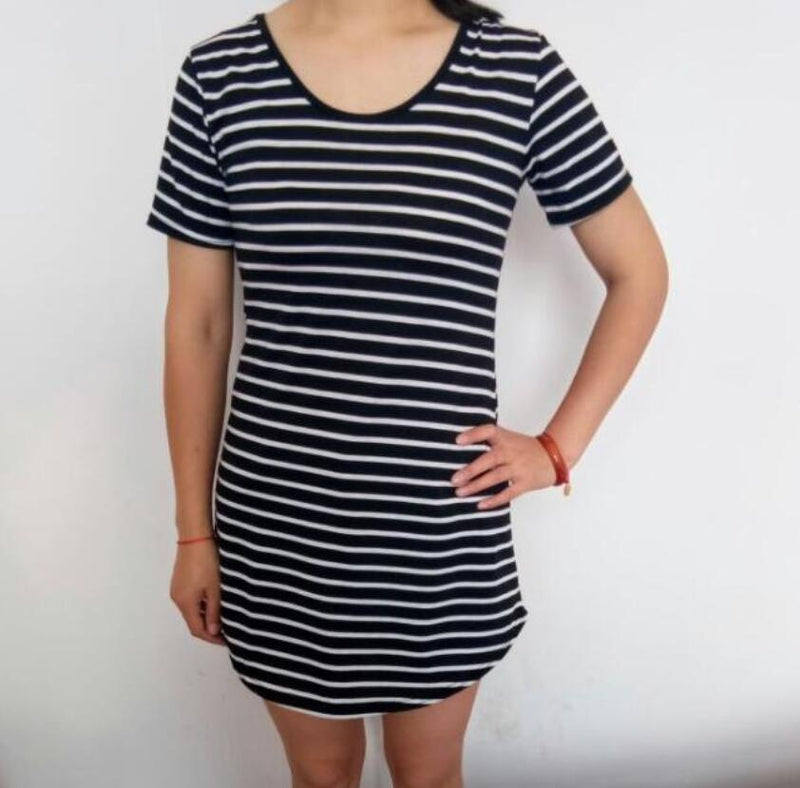 New Arrive Striped Dress Woman - Brief Dress Women-Black-S-JadeMoghul Inc.