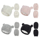 New Baby Kids Girls Boys Winter Warm Knit Hat Ear Solid Warm Cute Glove 2pcs Lovely Beanie Cap 0-18M AExp