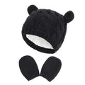 New Baby Kids Girls Boys Winter Warm Knit Hat Ear Solid Warm Cute Glove 2pcs Lovely Beanie Cap 0-18M AExp